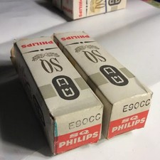 (2)  E90CC PHILIPS MINIWATT SQ Akin to E80CC and 6211 Duo Triode Long Box Plate
