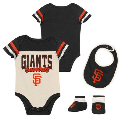 Newborn Outerstuff Black San Francisco Giants Up One Three-Piece Bodysuit, Bib &