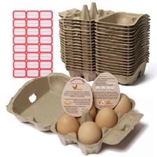 40 PCS 6 Count Natural Paper Pulp Egg Cartons Reusable Cardboard Half Dozen