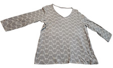 Kim Roger Long Sleeve Womens XXL Tee Shirt Gray with White Bows Print - Good