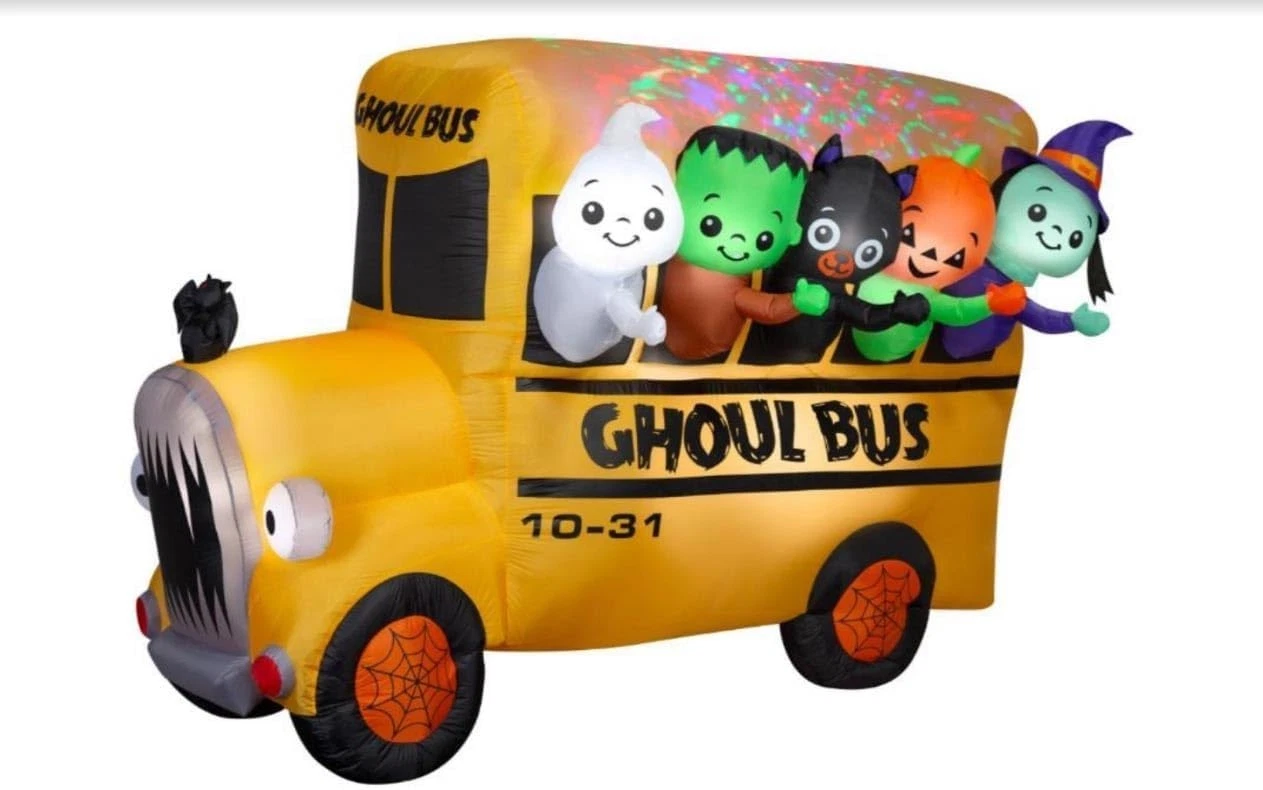 7.5' Gemmy Airblown Inflatable Animated Kaleidoscope Halloween Ghoul Bus 552571