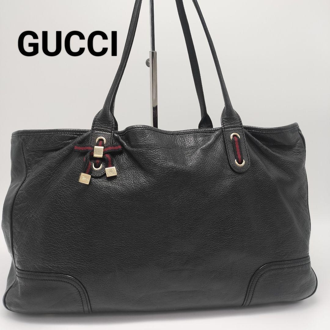 Gucci Black GG Leather Tote Bag Authentic Preowned Classic Japan Import