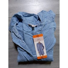 Como Vintage Shirt Dress Adult 2XL Light Denim Indigo Lyocell Pockets Women