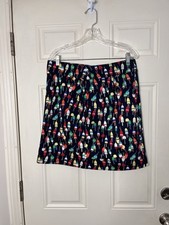 Talbots Navy Blue  Multicolor Buoy Print Summer Skirt Size 12 Pockets