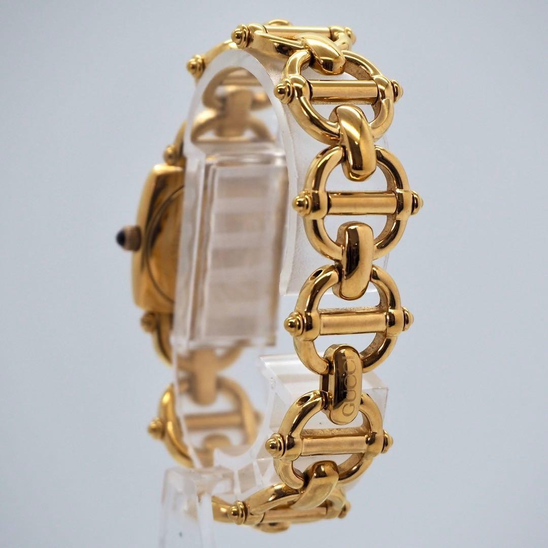 GUCCI 6400L Watch Gold Black Vintage Japan Womens Analog Quartz Elegant thumbnail 7