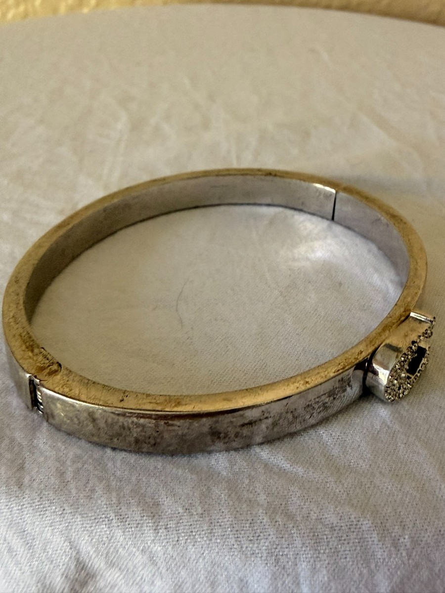 Buy Coach Silver Pave Crystals Signature C Logo Hinged Bangle