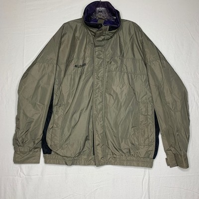 Columbia men's Windbreaker Large Nylon Jacket Vintage Bugaboo Green Gray
