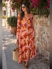 ASOS Pink Floral Maxi Shirt Dress Button Down Long Sleeve 14 NWT