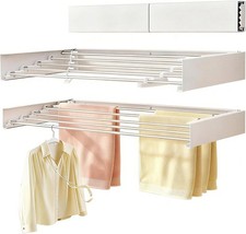 Wall Mounted Clothes Drying Rack 32", Collapsible Space Saving Laundry Drying Ra
