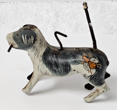 Vintage Alps Japan Tin Wind Up Dog Toy Litho Insect Working 1950s