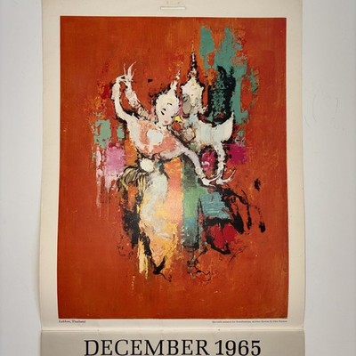 1966 Scandinavian Airlines Wall Calendar Otto Nielsen Lithograph Sweden Dance