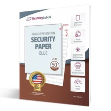 NextDayLabels Blue Security Paper – Multi-Purpose – UNAUTHORIZED COPY – Fraud...