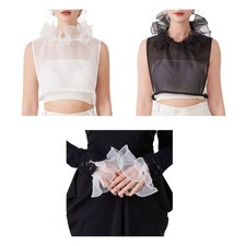Elegant Detachable Lace Collar With Floral Trim For Women Men Polyester