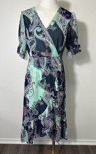 Kate and Lily Women’s Wrap Dress Size 4 Paisley Print Short Sleeve