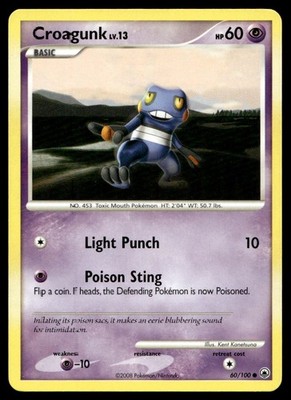 EX-NM Majestic Dawn Croagunk Common 60/100 2008 Pokemon TCG