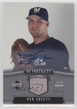 2005 Upper Deck Portraits Jersey Auto 4/10 Ben Sheets #50 Auto uk2