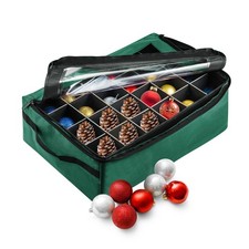Ornament Storage Box - Zippered Organizer with 48 Individual Compartments and...