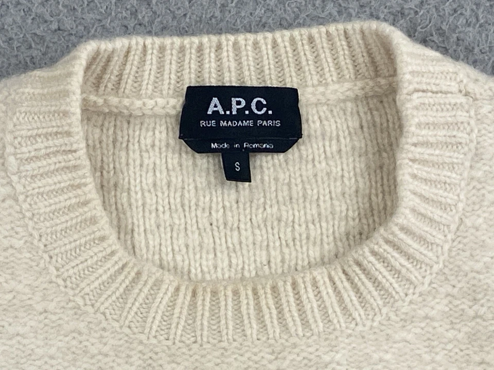 A.P.C. Suéter para mujer semilla musgo tejido lana cachemir S diseñador Lux Crop Foto 4 de 4