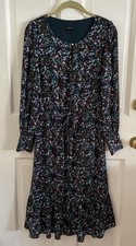 Talbots teal floral print Dress poly chiffon Size 6