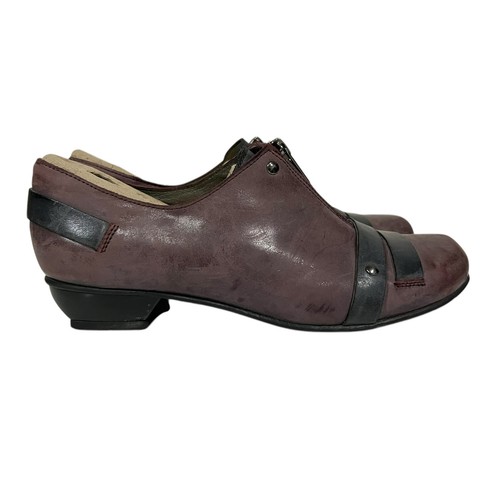 Fidji Women’s Loafers Heels Leather Pumps Purple Zip Close Shoe Size 8 - Picture 5 of 11