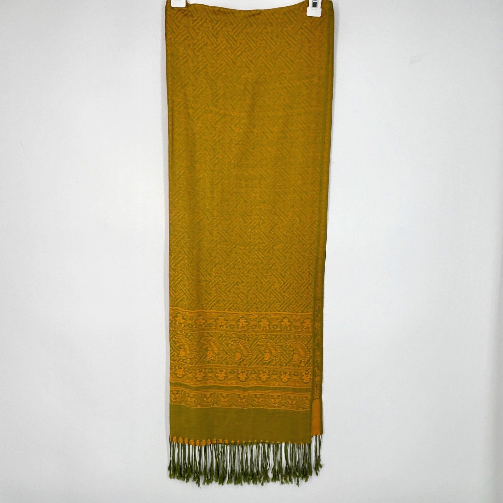 Pashmina Womens Large Rectangular Scarf Olive Gre… - image 2