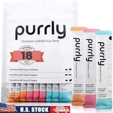 Tuna Cat Treats Wet Snack Lickable Low Calorie Grain-Free 18 Count Hydration New