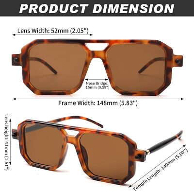 Retro Aviator Square Sunglasses for Men Women Vintage Frame  display picture 1