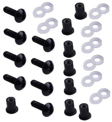 Motorrad Scheibenschrauben & Gummi Well Muttern Kit Windschutzscheibenschraube und Muttern x 8 
