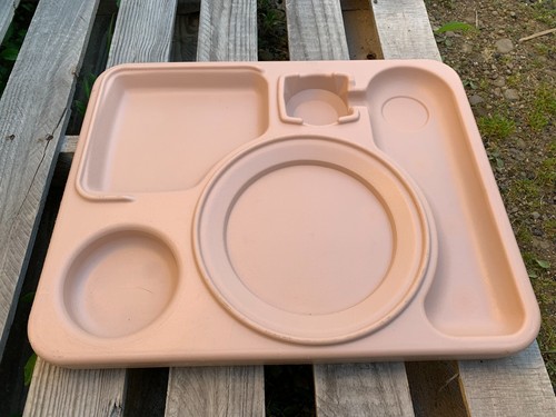 Hard Plastic Food Tray 5 Compartments Pink 19x15x2 Camping Picnic Solid - Picture 2 of 7