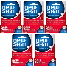 5 Pack New Skin First Aid Antiseptic Liquid Bandage 1 Fl Oz 30 Ml Each