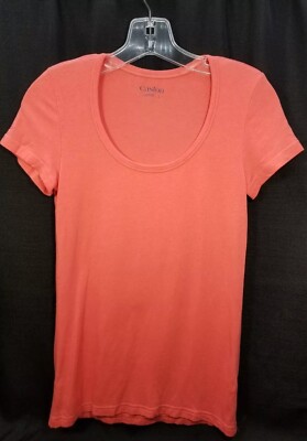 Caslon Tee Sz Small Scoop Neck Short Sleeve Pink/Orange Longer Length T-shirt