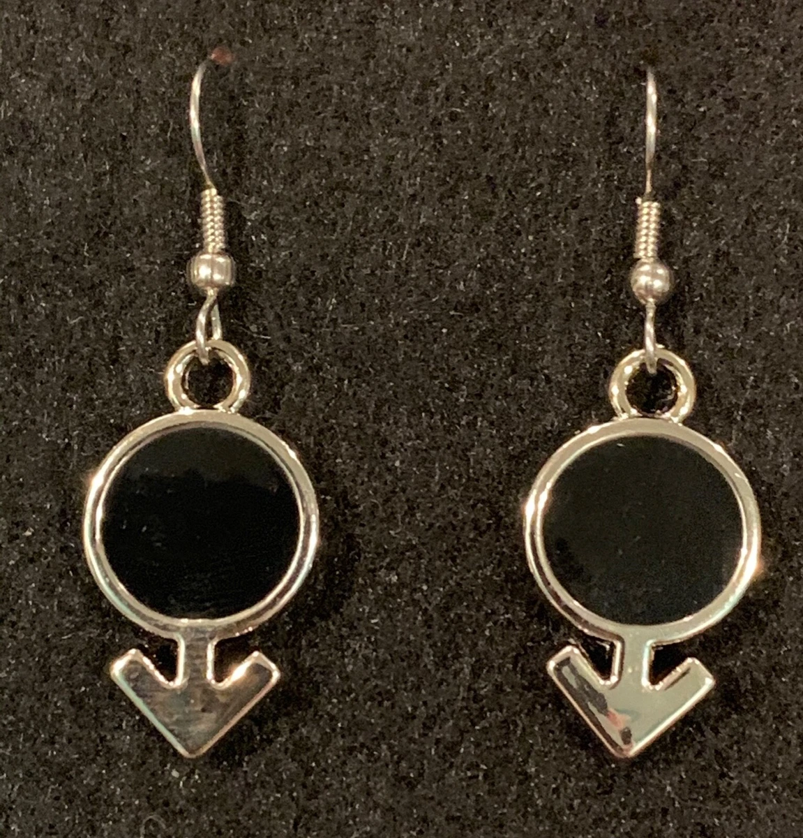 MARS SYMBOL Earrings Stainless Hook New Male Man Boy Gender Black