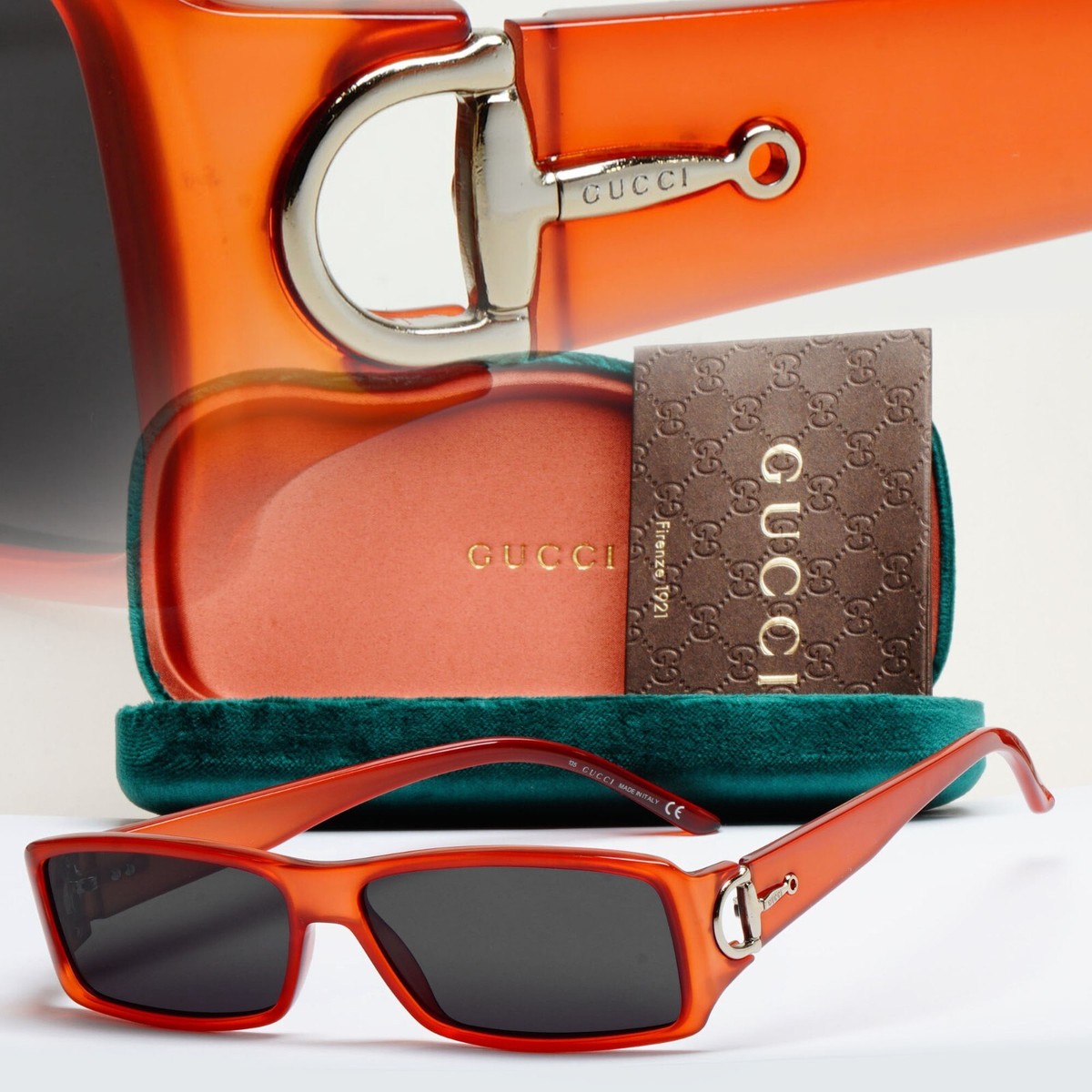 Gucci Sunglasses 2004 Vintage Coral Opalin Pale Red Black