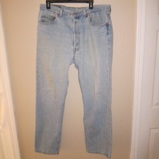 80s VTG USA Levi's Men's 501 Blue Denim Jeans Measured Size 36 x 31 distressed