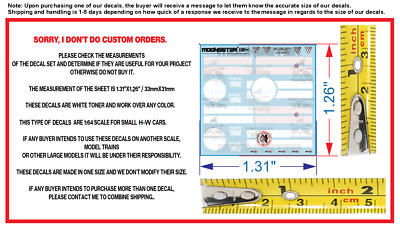 White Toner Water Slide Decal Shelby Cobra T-Hunt White Stripes For H-W 1:64