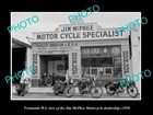OLD LARGE HISTORIC PHOTO OF FREMANTLE WA HARLEY DAVIDSON MOTORCYCLE SHOPc1950