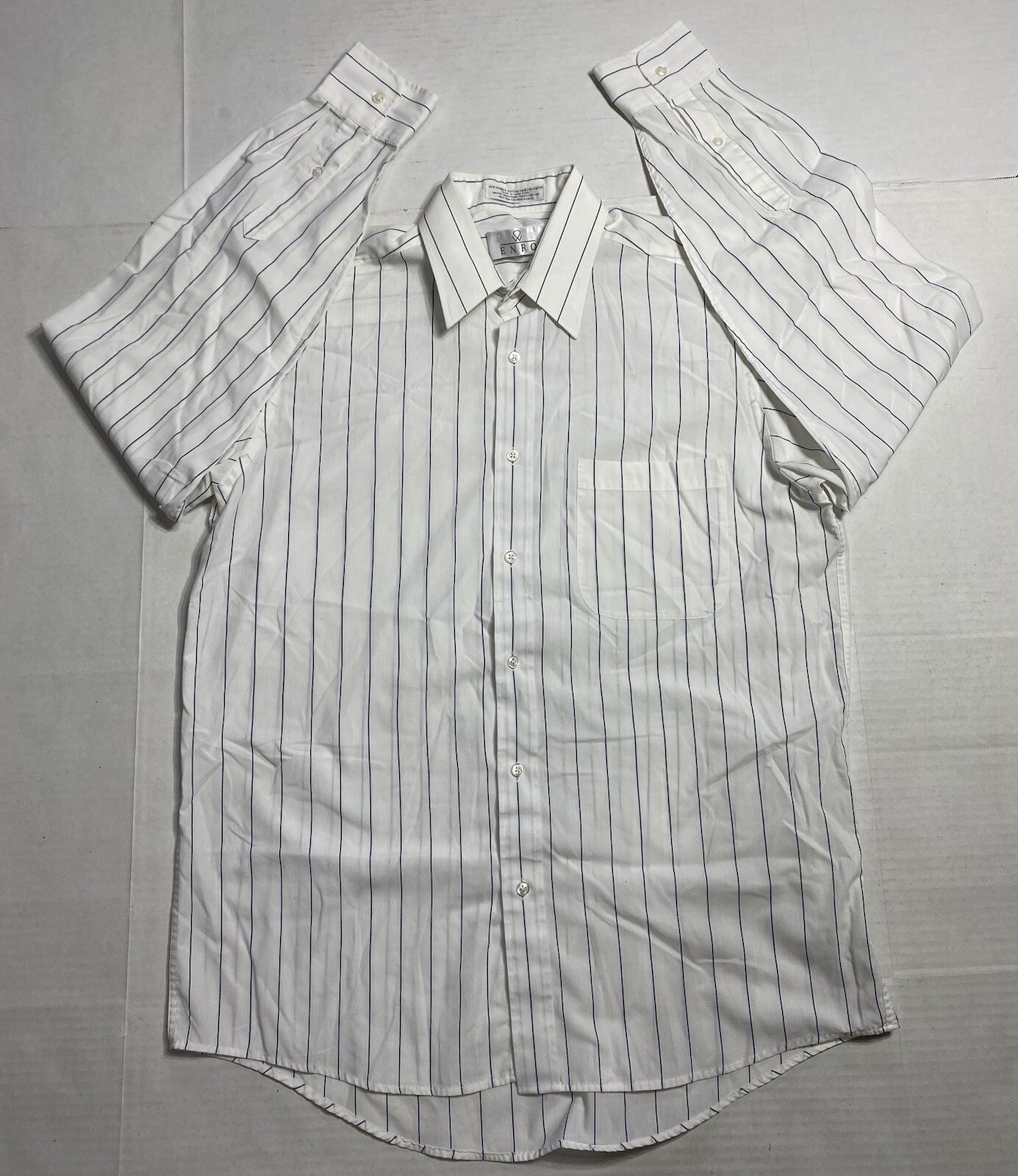 Vintage ENRO button dress Shirt Mens 1533 Medium White Blue Striped eBay