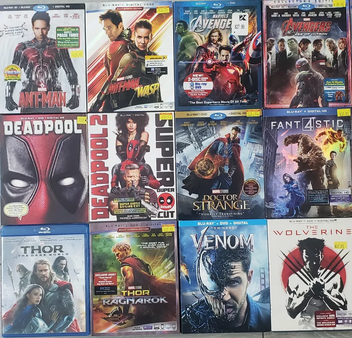 HUGE LOT OF 28 MARVEL SUPERHEROES BLU-RAY MOVIES AVENGERS IRON MAN THOR VENOM