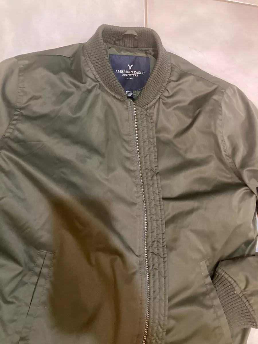 American Eagle Outfitters Classic Nylon Modern Bomber Jacket Green