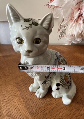 Cats Shafford Pale Blue Green Ceramic Japan Floral Figurine | eBay