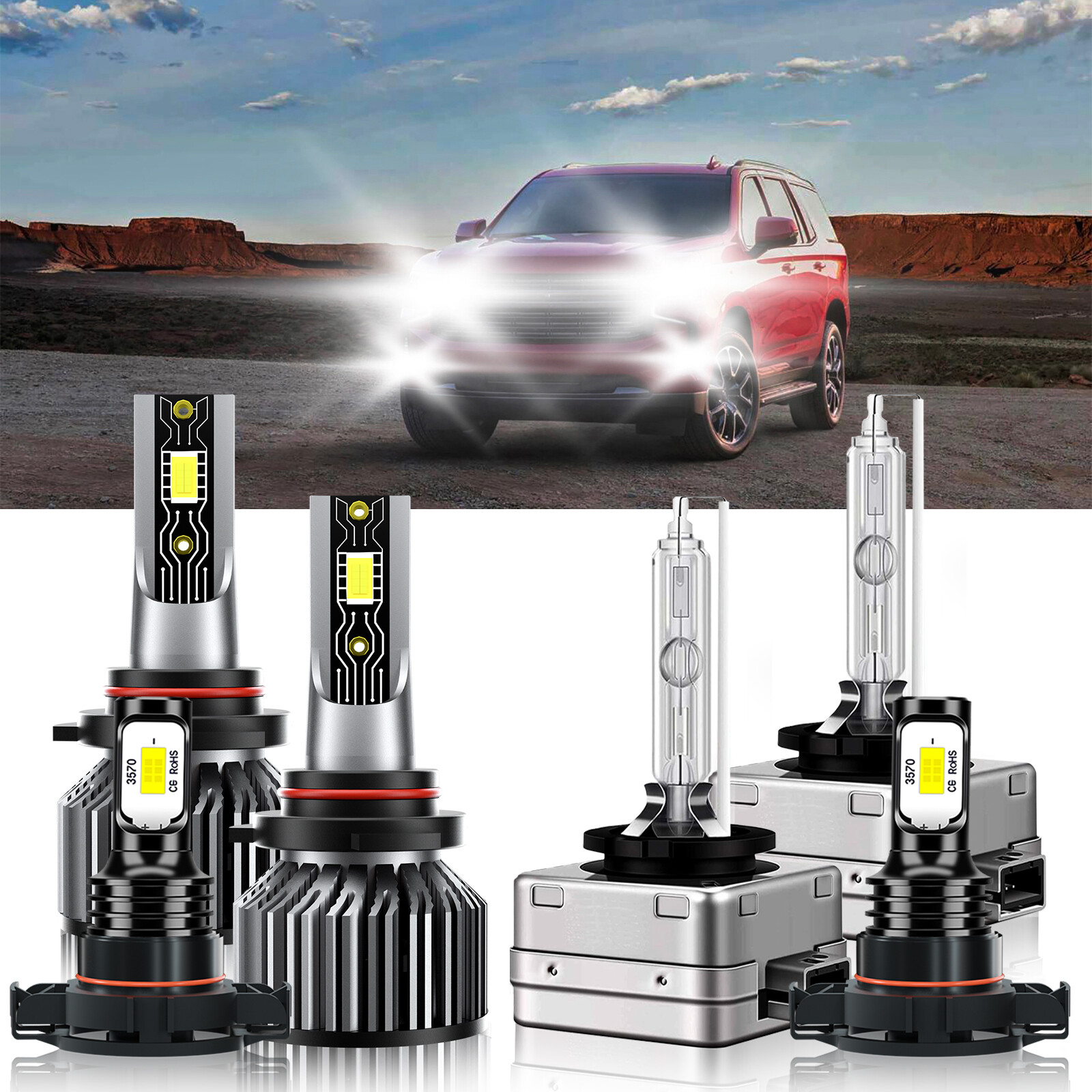 For Chevrolet Tahoe 2015-2015 6x LED HID Headlight High Low Beam+Fog Light Bulb
