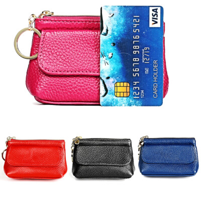 Women Leather Wallet Coin Purse Change Pouch Zipper Card Holder