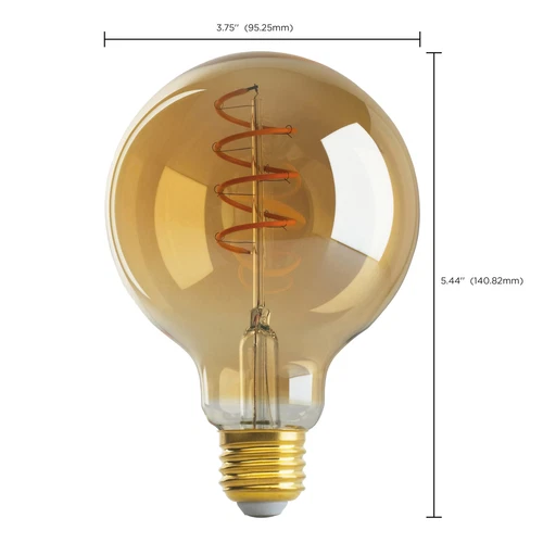 S9968 LED 4W =25W G30 Spiral Filament Globe Amber Nostalgic 120V Medium E26 - Picture 2 of 8
