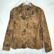 Toni Morgan Tan Brown Blazer Floral Paisley Wstern Rodeo Boho Sz XL