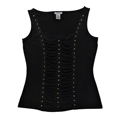 Vintage Cache Y2K Sleeveless Top Small Black Stretchy Studded Ruched Cocktail