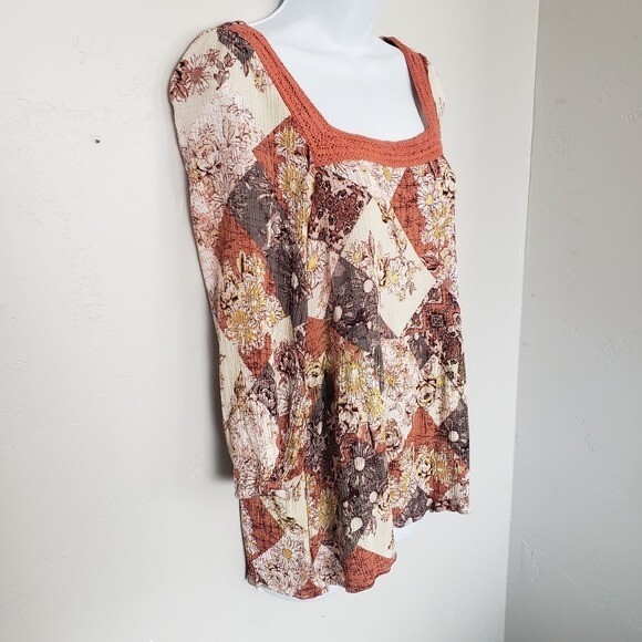 Maurices Medium Boho Patchwork Blouse Quarter Sle… - image 6