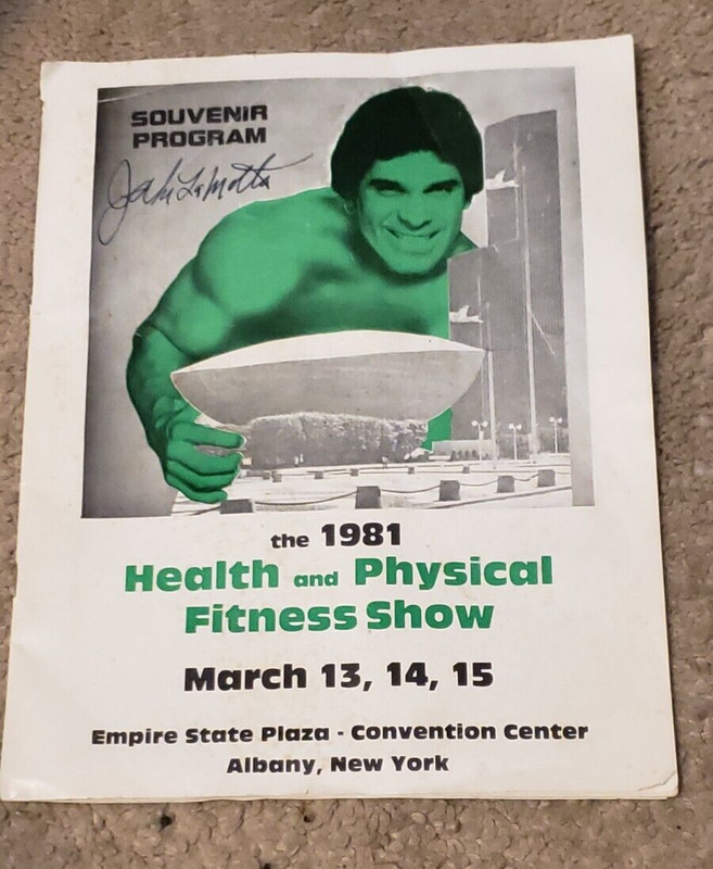 1981 PHYSICAL FITNESS SHOW MAGAZINE NY MUSCLE LOU FERRIGNO SIGNED JAKE LAMOTTA