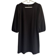 Ann Taylor Puff Sleeve Knit Dress, Black, Size M