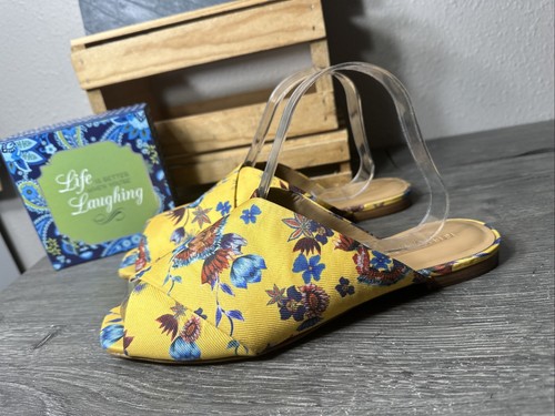 Rebecca Minkoff AIDEN Yellow Floral Slide Flat Sandals Size 9M PreOwned - Picture 4 of 14