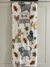 DOGS FALL In SWEATERS GLASSES LEAVES 50x70 Plush Throw Blanket Large Dog Print
